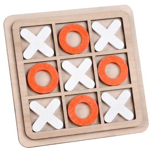 Noughts and Crosses Game Holz Nachtes und kreuzt Mini-Geruchsfreie Spielbrettspiele Kinder Interaktives Entwicklungsspielzeug für Familienparty, Orange + White von Generic