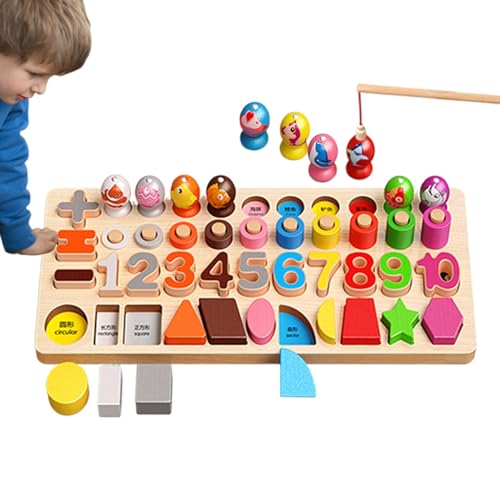 Numerisches Puzzle aus Holz, Zahlenpuzzle, Stapel von Zählformen aus Holz, pädagogisches magnetisches Zahlenbrett zum Angeln, Spielzeug zum Sortieren von Puzzles mit Formzahlen von Generic