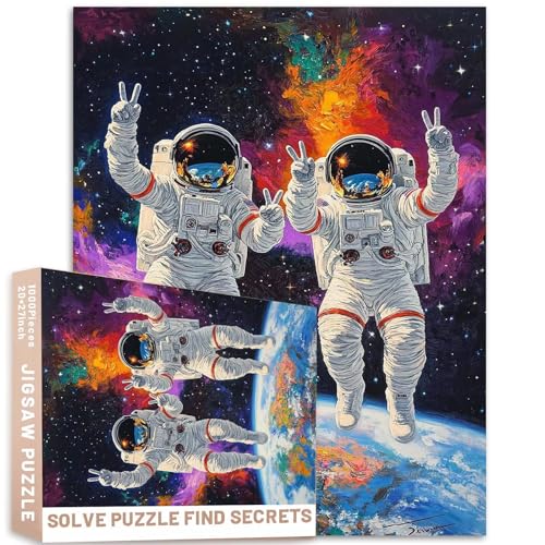 Ölgemälde-Puzzle, Astronauten halten Hände, Friedenszeichen, Erde, 1000 Teile, 50 x 70 cm, bunt, DIY-Puzzle, Heimdekoration, Geschenke, Familienpuzzle, perfekt für Spieleabende Ölgemälde-Puzzle, Astronauten halten Hände, Friedenszeichen, Erde, 1000 Teile, 50 x 70 cm, bunt, DIY-Puzzle, Heimdekoration, Geschenke, Familienpuzzle, perfekt für Spieleabende von Generic