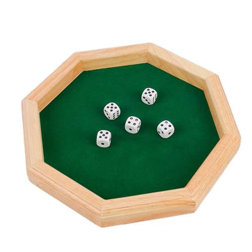 Octagonal Holz Würfel Mat - Tabletop Rolling Tray Box, Tragbare Würfelhalter | Familie Party Board Spiel Storage Organizer, Reise Würfel Tray für Thanksgiving Weihnachten Urlaub Celebrations und von Generic