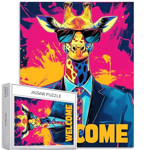 Office Giraffe Puzzle für Erwachsene, abstraktes Portrait-Kunst-Puzzle, bunt, DIY-Puzzle, Heimdekoration, Geschenke, Familienpuzzle, perfekt für Spieleabende, 50,8 x 68,9 cm, 1000 Teile Office Giraffe Puzzle für Erwachsene, abstraktes Portrait-Kunst-Puzzle, bunt, DIY-Puzzle, Heimdekoration, Geschenke, Familienpuzzle, perfekt für Spieleabende, 50,8 x 68,9 cm, 1000 Teile von Generic