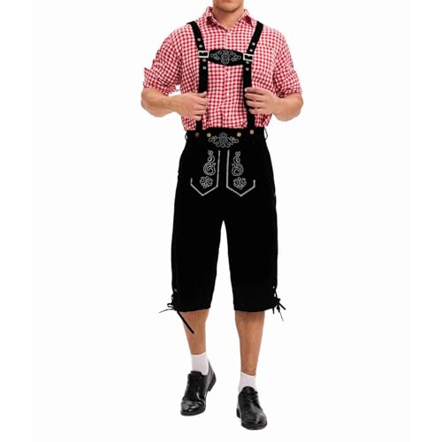 Oktoberfest Herren Outfit Set Trachten Bayern Bieranzug Karneval Kostüm Halloween Costume Performance Kostüm Arbeitsanzug, 1 Hemd + 1 Hosenträger, Black, M Oktoberfest Herren Outfit Set Trachten Bayern Bieranzug Karneval Kostüm Halloween Costume Performance Kostüm Arbeitsanzug, 1 Hemd + 1 Hosenträger, Black, M von Generic