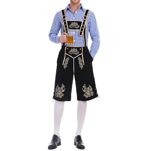 Oktoberfest Herren Outfit Set Trachten Bayern Bieranzug Karneval Kostüm Halloween Costume Performance Kostüm Arbeitsanzug, 1 Hemd + 1 Hosenträger, Blue, 3XL Oktoberfest Herren Outfit Set Trachten Bayern Bieranzug Karneval Kostüm Halloween Costume Performance Kostüm Arbeitsanzug, 1 Hemd + 1 Hosenträger, Blue, 3XL von Generic