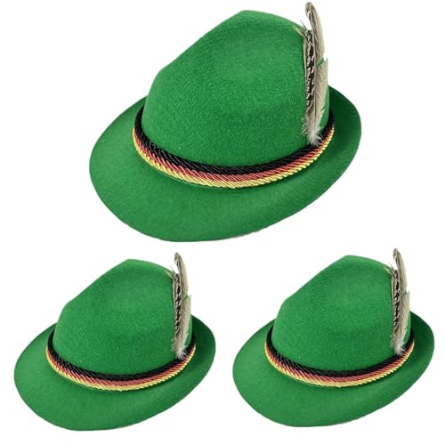 Oktoberfest Hut 3PCS Deutsche Hut Einer Größe Oktoberfest Kostüm Männer traditioneller Bayer für Erwachsene (Farbe Grün) von Generic