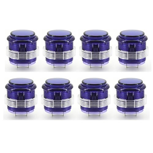 Original koreanische Krone, 30 mm, leise, 203C-S Druckknopf, Arcade-Kirschschalter, DIY-Joystick, PC, PS3, Hitbox-Kampfspiel, Violett, 8 Stück von Generic