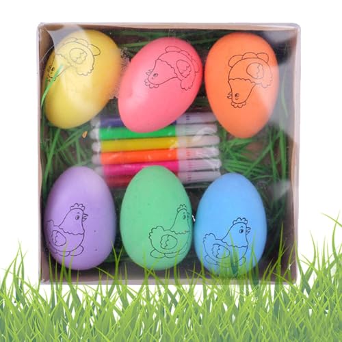 Ostereier, Malset für Ostereier, Set mit 6 Ostereiern zum Ausmalen, für Kunst und Basteln für Kinder, Set mit 6 Ostereiern zum Ausmalen, für Kinder, Mädchen, A von Generic
