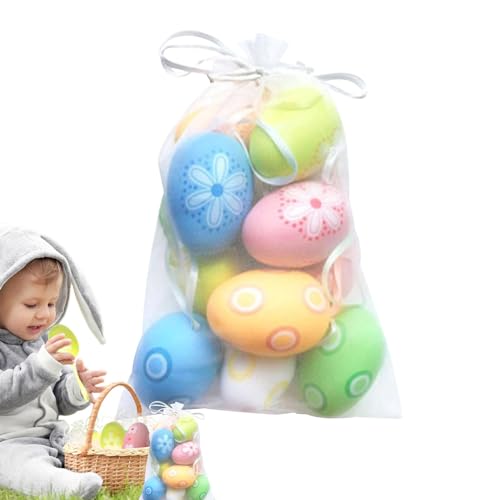 Ostereier-Dekorationsset, Eierdekorationssets, 12 bunte Ostereier zum Bemalen, Spielzeug für Kinder, Ostereier zum Bemalen von Ostereiern für Osterdekorationen von Generic