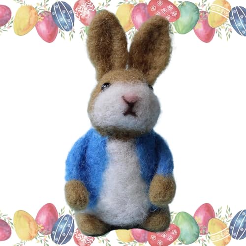 Osterhase Filz, Filz Kaninchen Puppe | Handgemachte Häkeltiere | Niedlicher Filz Kaninchen mit bunten Jackenmänteln, Osterkorb Stuffer, Tierhandwerk für Wohnkultur von Generic