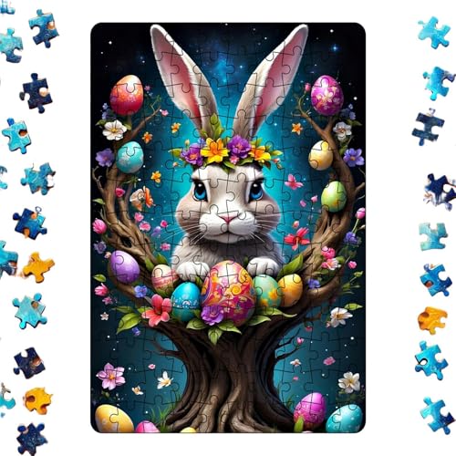 Osterhasenpuzzle, Osterpuzzle für Kinder, dekoratives Puzzle für Osterkunst | Niedliche Osterhasen-Puzzles, Kunstpuzzle für Erwachsene und Kinder von Generic