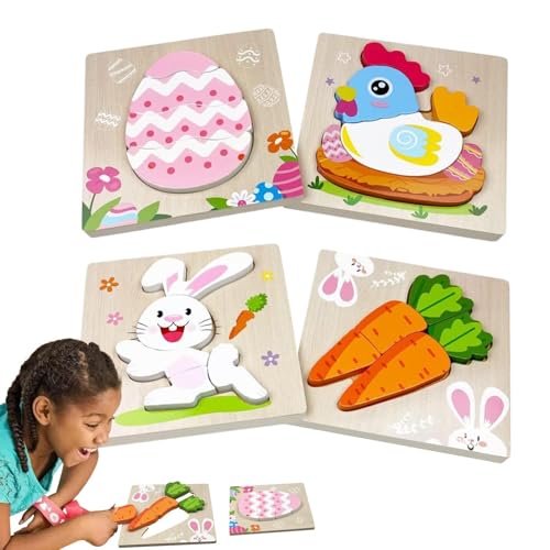 Osterholz Puzzle - Ostertier Puzzle aus Holz, Vorschul-Lernspielzeug, Puzzles mit interessanten Motiven für Schule, Picknick, Outdoor Osterholz Puzzle - Ostertier Puzzle aus Holz, Vorschul-Lernspielzeug, Puzzles mit interessanten Motiven für Schule, Picknick, Outdoor von Generic