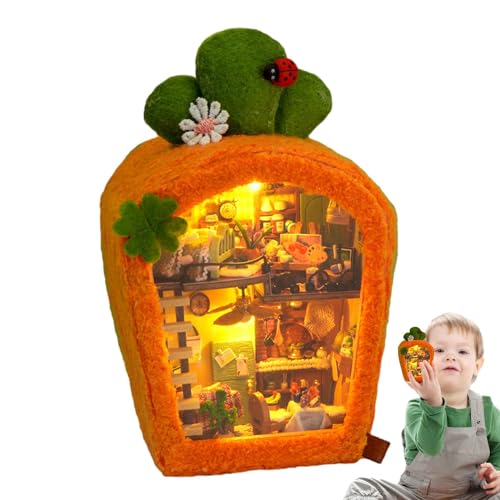 Ostern Karottenhaus Bauset | DIY Miniatur Puppenhaus Kit | DIY Miniatur Puppenhaus | House Kit mit LED LightCarrot House Kit, 3D Puzzles Miniature Crafts für Kinder ab 6 Jahren von Generic