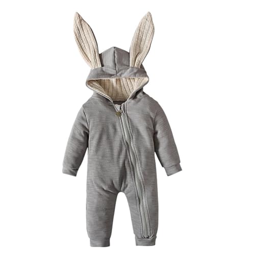 Ostern Mädchen Langarm Baby Bunny Kostüm Winter Baby Body Krabbeln Anzug Kapuzen Kleidung Baby Kleidung 62 Junge (Grey, 12-18 Months) von Generic
