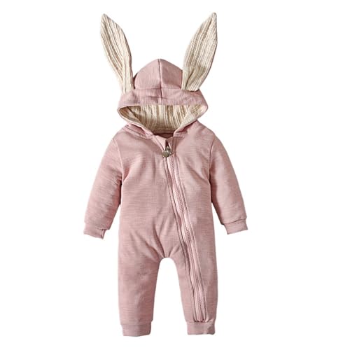 Ostern Mädchen Langarm Baby Bunny Kostüm Winter Baby Body Krabbeln Anzug Kapuzen Kleidung Baby Kleidung 62 Junge (Pink, 12-18 Months) von Generic