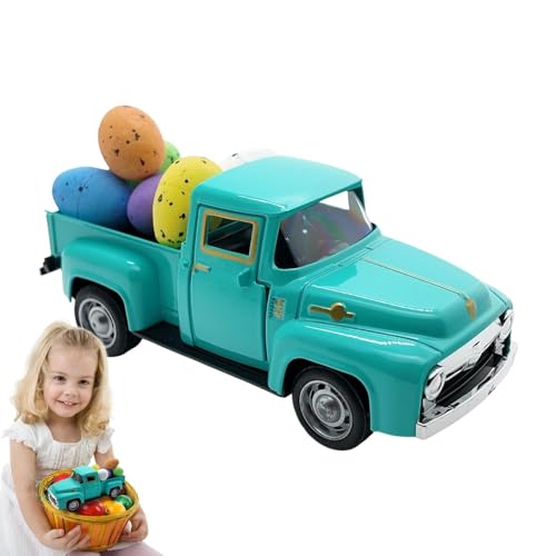 Ostern Pickup Truck LKW Ostern Modell Auto Pickup mit Eiern Modell Landwirtschaftswagen Vintage Metall Dekoration Tablett Bauernhof für das Küchenregal Küche von Generic