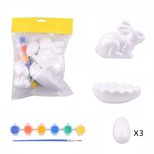 Ostern Schaum Ei Anhänger Party Szene Dekoration DIY Ei Layout Requisiten handgemachte Spielzeug Bunny Ei von Hand bemalt Zsh437 (A, 26X15X6cm) von Generic