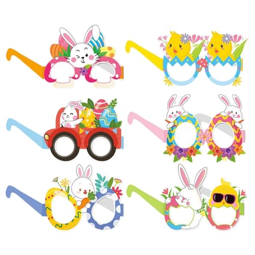 Osterpapierbrille | 6x Chick Bunny Paper Brille | Urlaub Brillen für Mädchen Happy Spring Festival Geburtstagsfeier Gunst von Generic