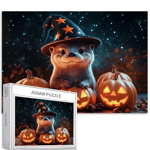 Otter Cub Zaubererhut, Thema, 1000-teiliges Puzzle für Erwachsene und Anfänger, Familienspaß, Basteln, bunte Kunst, Heimdekoration, Geschenk, 68 x 50 cm Otter Cub Zaubererhut, Thema, 1000-teiliges Puzzle für Erwachsene und Anfänger, Familienspaß, Basteln, bunte Kunst, Heimdekoration, Geschenk, 68 x 50 cm von Generic