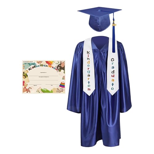 Outfit für den Kindergarten – Set für Zeremonien mit Kapuze Und Kleid, Nappel aus Unisex-Satinkleid | Child Graduation Wear Preschool Students, Abschlusskleid für Kinder für Celebr von Generic