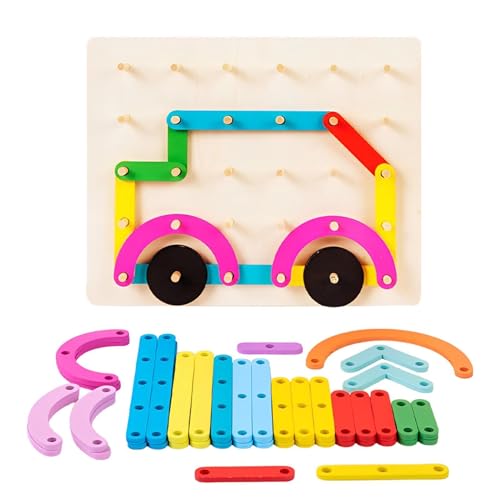 PEG Holz-Puzzle Holzpuzzle auf PEG Brett | Holzpuzzle Pegboard Early School Spielzeug,Kreative Bildungsformen Tischlernspiel Kindergarten PEG Holz-Puzzle Holzpuzzle auf PEG Brett | Holzpuzzle Pegboard Early School Spielzeug,Kreative Bildungsformen Tischlernspiel Kindergarten von Generic