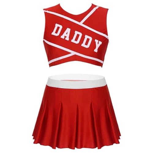 POM-POM GIRL FEMPLANO CLASSIC ADULTER CHERLADER CHERLADER Halloween-Uniform | Pom-Pom Mädchen-Teamkleid mit Sportthemen, Rock und Bomm-Top POM-POM GIRL FEMPLANO CLASSIC ADULTER CHERLADER CHERLADER Halloween-Uniform | Pom-Pom Mädchen-Teamkleid mit Sportthemen, Rock und Bomm-Top von Generic
