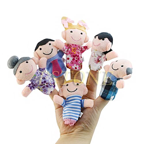 PULABO 6 Stücke Kinder Baby Familie Fingerpuppen Spielzeug, Plüschtuch Puppe Spielen Lernen Geschichte Spielzeug Premium Qualität tragbar von Generic