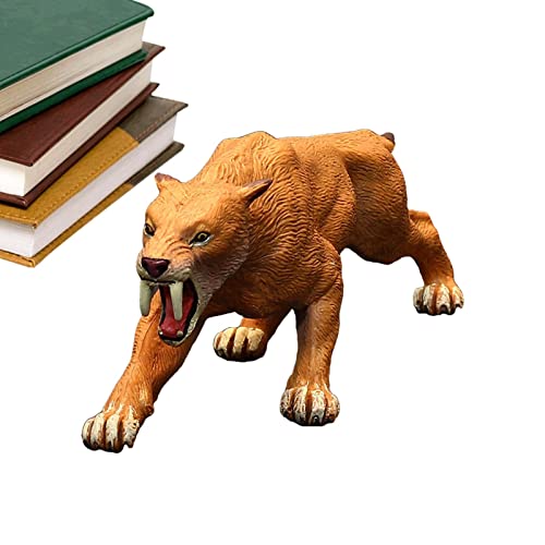 Pädagogische Sabertooth Tiger Toy - Realistische alte Tierfigur für Kleinkinder | Safari -Lernspielzeug für Kinder, Dinosaurier -Ära sammelbare prähistorische Figur, Sabertooth Tiger Toy von Generic