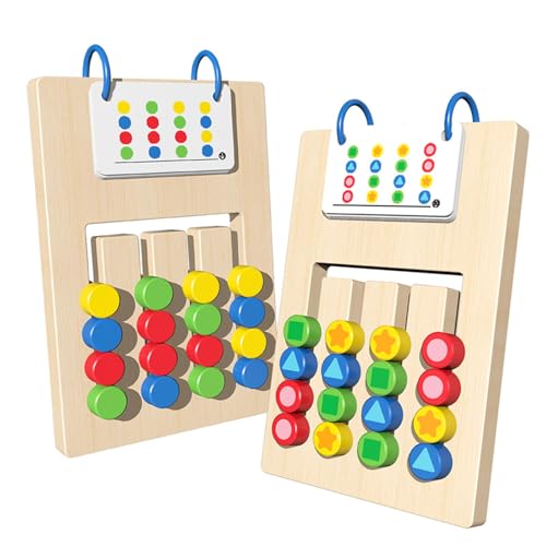 Pädagogisches Holzpuzzle-Spielzeug für Kinder, doppeltes Schiebespiel mit Vier Farben, Denksportaufgabe für Kleinkinder ab 3 Jahren Zpt489 (Beige, 14.8x22.2cm) von Generic