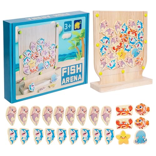 Pädagogisches Holzspielzeug, Fischspiel für Kinder ab 3 Jahren, interaktives Montessori-Spielzeug für die frühe Entwicklung Qmh229 (Beige, 19.5x7.8x24cm) von Generic