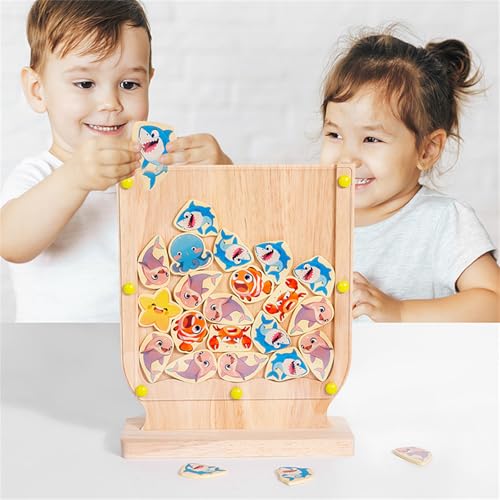 Pädagogisches Holzspielzeug, Fischspiel für Kinder ab 3 Jahren, interaktives Montessori-Spielzeug für die frühe Entwicklung Zpt488 (Beige, 19.5x7.8x24cm) von Generic