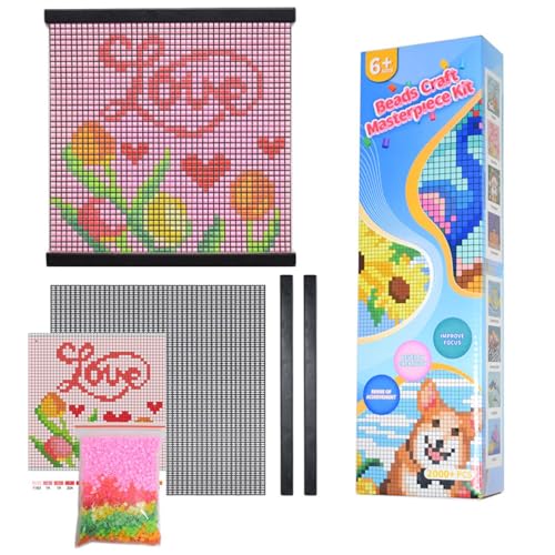 Pädagogisches Perlenpaket, DIY-Bastelset für Kinder, verbessert die Motorik und Vorstellungskraft mit bunten Perlen für Aktivitäten (B, 32X31cm) von Generic