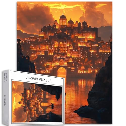 Palace City Puzzle für Erwachsene, Goldener See, Reflexion, Kunst, Puzzle, bunt, DIY-Puzzle, Heimdekoration, Geschenke, Familienpuzzle, perfekt für Spieleabende, 50 x 70 cm, 1000 Teile Palace City Puzzle für Erwachsene, Goldener See, Reflexion, Kunst, Puzzle, bunt, DIY-Puzzle, Heimdekoration, Geschenke, Familienpuzzle, perfekt für Spieleabende, 50 x 70 cm, 1000 Teile von Generic