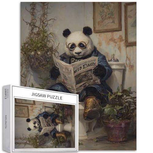 Panda Magier Puzzle für Erwachsene, 1000 Teile, Toilette, Lesen, Zeitungsszene, Kunst, Puzzle, bunt, DIY-Puzzle, Heimdekoration, Geschenke, Familienpuzzle, perfekt für Spielabende, 50 x 70 cm Panda Magier Puzzle für Erwachsene, 1000 Teile, Toilette, Lesen, Zeitungsszene, Kunst, Puzzle, bunt, DIY-Puzzle, Heimdekoration, Geschenke, Familienpuzzle, perfekt für Spielabende, 50 x 70 cm von Generic