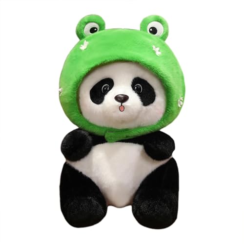 Panda-Plüschtier, Panda, riesiger Panda aus Plüsch mit Froschkopfbedeckung, Spielzeug zum Sammeln für weichen Panda, Heimdekoration für Wohnzimmer, Badezimmer von Generic