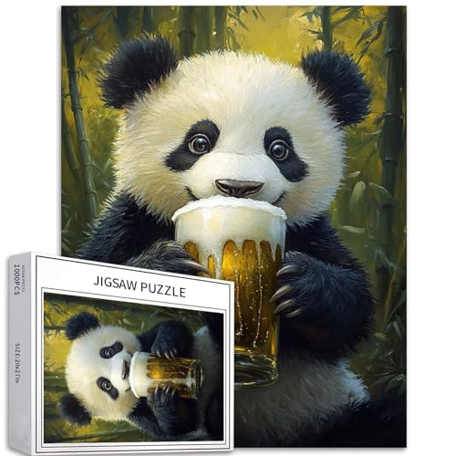 Panda Trinkbier Puzzle für Erwachsene, Bambuswald, Hintergrund, Kunst, Puzzle, anspruchsvolle Familienaktivitäten, buntes Bastelpuzzle für Heimdekoration, Geschenke, 50,8 x 68,6 cm Panda Trinkbier Puzzle für Erwachsene, Bambuswald, Hintergrund, Kunst, Puzzle, anspruchsvolle Familienaktivitäten, buntes Bastelpuzzle für Heimdekoration, Geschenke, 50,8 x 68,6 cm von Generic