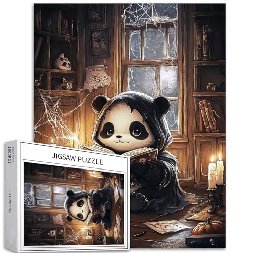 Panda im Vampir-Kostüm, Lesen eines Buches, 1000-teiliges Puzzle für Erwachsene, Halloween-Thema, Kunst-Puzzle, herausfordernde Familienaktivitäten, buntes DIY-Bastelpuzzle für Heimdekoration, Panda im Vampir-Kostüm, Lesen eines Buches, 1000-teiliges Puzzle für Erwachsene, Halloween-Thema, Kunst-Puzzle, herausfordernde Familienaktivitäten, buntes DIY-Bastelpuzzle für Heimdekoration, von Generic