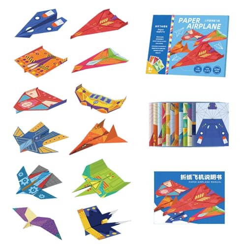 Papierflugzeug-Set – Papierflugzeug-Set, Bastelset aus farbigem Papier | Papierspielzeug für Kinder: Handwerkliches Papierflugzeug, einzigartiges Spielzeug für Cas von Generic