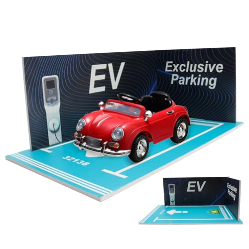 Parkplatzmodell - Mini -Szenenlayout, Fahrzeuganzeigebühne | Kompakte Automobilparkpark Diorama Basis, dekorative 1/24 Modell Showcase Board Station Set für Raumregalschrank Sammlung von Generic