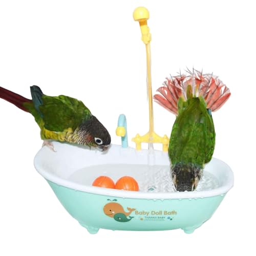 Parrot Badewanne, Vogeldusche mit Wasserhahn, multifunktionales Haustierbecken und Futternapf, automatisches Poolspielzeug von Generic