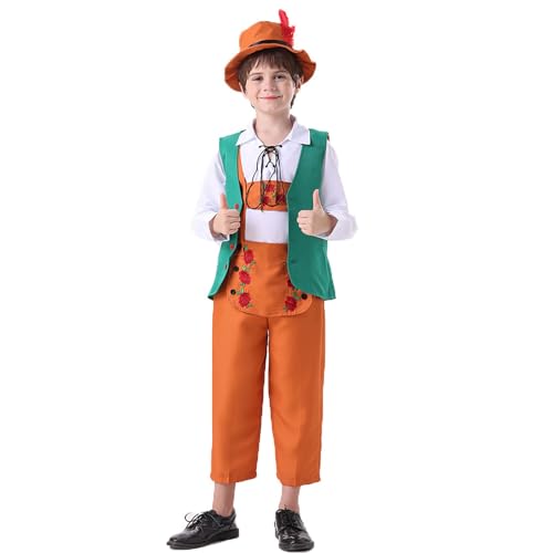 Party Fashion Anzug Deutsches Bierkostüm Halloween Kostüm Oktoberfest Outfit Schneeanzug Trachtenkleid, Bierfest, Volksfest, Junggesellenabschied, Faschin𝗴 (Green, 5-6 Years) von Generic