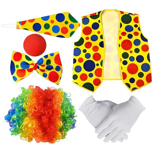 Party-Kostüm – Kostüme für Damen, lockige Perücke, bunte Krawatten-Handschuhe, Karnevalskostüme, Kostümzubehör für Karnevalsparty Party-Kostüm – Kostüme für Damen, lockige Perücke, bunte Krawatten-Handschuhe, Karnevalskostüme, Kostümzubehör für Karnevalsparty von Generic