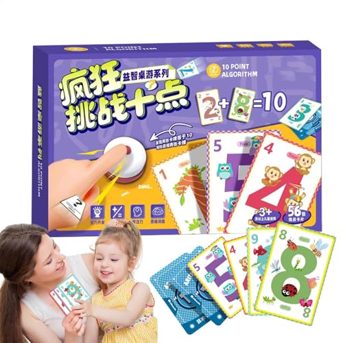 Partykartenspiele für Erwachsene, Ten Challenge Card Game - Mathe Learning Flash Card Games | Additionsstrategie -Spielsachen, Bildungsaktivitäten, Klassenzimmerversorgungen für Kinder ab 3 Jahren und von Generic