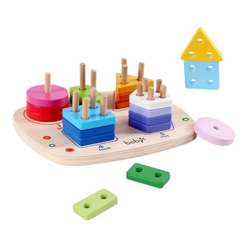 Passendes Puzzlestapler, hölzerne Sortierstapelspielzeug - Puzzles zum Matching geometrischer Formen für Kinder - Lebendiges Farbspielzeug für die Früherziehung für Zuhause, Outdoor, Schu Passendes Puzzlestapler, hölzerne Sortierstapelspielzeug - Puzzles zum Matching geometrischer Formen für Kinder - Lebendiges Farbspielzeug für die Früherziehung für Zuhause, Outdoor, Schu von Generic
