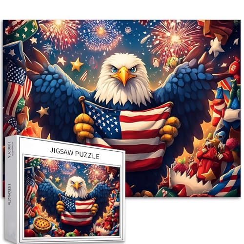 Patriotischer Cartoon-Adler, 1000-teiliges Puzzle für Erwachsene, Unabhängigkeitstag, Feier, Kunst-Puzzle, herausfordernde Familienaktivität-Spiele, buntes DIY-Bastelpuzzle für Heimdekoration Patriotischer Cartoon-Adler, 1000-teiliges Puzzle für Erwachsene, Unabhängigkeitstag, Feier, Kunst-Puzzle, herausfordernde Familienaktivität-Spiele, buntes DIY-Bastelpuzzle für Heimdekoration von Generic