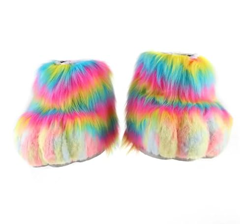 Pelzige Fuzzy -stiefel, Pursuit Füße Pfotenschuhe, Katzenfuchs Wolf Bärenklauenschuhe Halloween Cosplay Kostümzubehör von Generic