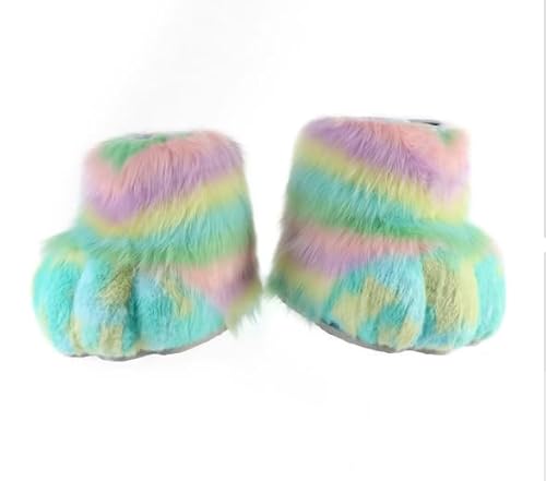 Pelzige Fuzzy -stiefel, Pursuit Füße Pfotenschuhe, Katzenfuchs Wolf Bärenklauenschuhe Halloween Cosplay Kostümzubehör von Generic