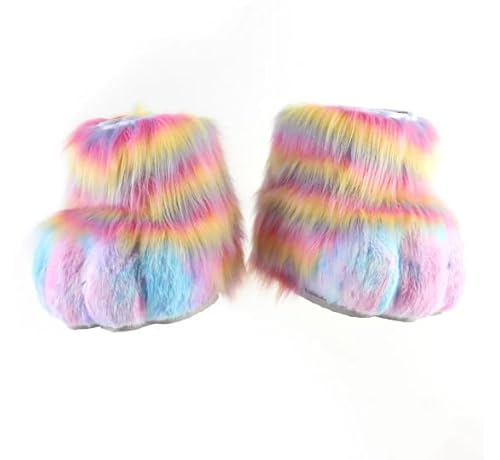 Pelzige Fuzzy -stiefel, Pursuit Füße Pfotenschuhe, Katzenfuchs Wolf Bärenklauenschuhe Halloween Cosplay Kostümzubehör von Generic