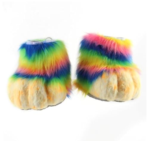 Pelzige Fuzzy -stiefel, Pursuit Füße Pfotenschuhe, Katzenfuchs Wolf Bärenklauenschuhe Halloween Cosplay Kostümzubehör von Generic