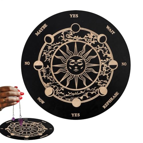 Pendel Wünschelrutsche Wahrsagerei - Ouija Likörbrett 15 cm mit Sonnenmotiv | Runde Spirituelle Tafel aus Holz | Ja/Nein/Vielleicht Entscheidungsmatte | Werkzeug Pendel Wünschelrutsche Wahrsagerei - Ouija Likörbrett 15 cm mit Sonnenmotiv | Runde Spirituelle Tafel aus Holz | Ja/Nein/Vielleicht Entscheidungsmatte | Werkzeug von Generic