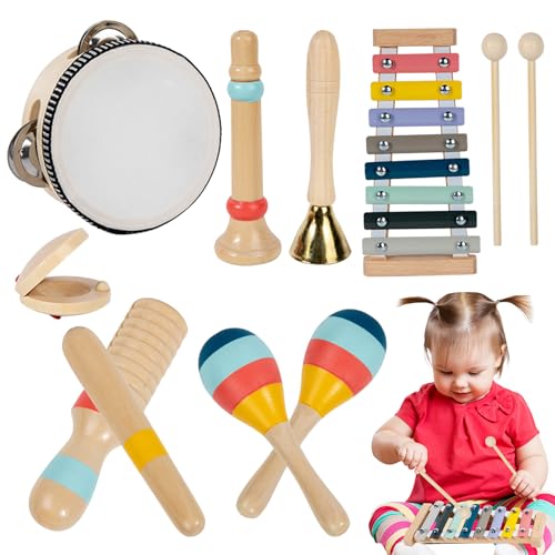 Percussionsinstrumente aus Holz – Musikspielzeug-Set für 8 x | Toddler Sound Toys für das frühe Lernen, Rhythm-Set mit Bells, Drums, Maracas, Lernspielzeug für Bo Percussionsinstrumente aus Holz – Musikspielzeug-Set für 8 x | Toddler Sound Toys für das frühe Lernen, Rhythm-Set mit Bells, Drums, Maracas, Lernspielzeug für Bo von Generic