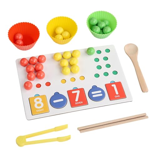 Perlenset zum Anklipsen, Holzperlenset für, Lernhilfen Mathematik, Farbsortierperlenspielzeug zur Verbesserung der Feinmotorik, ab 3 Jahren von Generic
